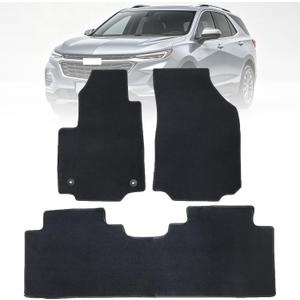 GXARTS 3PCS Velour Carpet Floor Mats Custom Fit for Chevy Equinox 2018-2024/GMC Terrain 2018-2024 (Not for EV), Premium Plush Car Floor Liners Front & Rear Full Set with Retaining Clips, Black