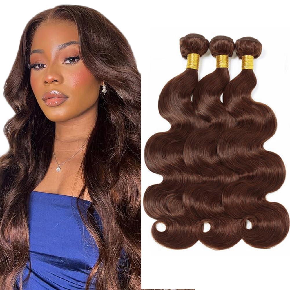 Brown Bundles Human Hair #4 Body Wave Bundles 24 26 28 inch Color 4 Human Hair Bundle Brown Body Wave Bundle