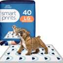 Pet Life Unlimited Smart Prints Large Puppy Pads  22" x 22", 40 Count (L) | Stylish Dog Training Pads with Odor Controlling Wetness-Activated Sweet Bluegrass Scent | USA Made