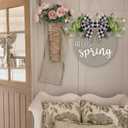 BreezeHug 3D Hello Spring Sign for Front Door Sage Green Rustic Welcome Door Sign with Bow Farmhouse Hello Welcome Wreaths Wood Spring Doors Hanger Decorations for Home Office Shelf Mantel
