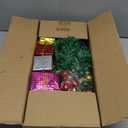 PREXTEX 23-Inch DIY Mini Christmas Tree with Lights - Small Christmas Decorations Table Top Xmas Tree with Multicolor LED String Lights, Star Topper, Hanging Ornaments and Gift Boxes for Holiday Decor (Dark Green)