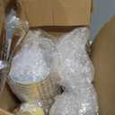 50 Gold Plastic Wine Glasses for Weddings, Birthdays, Bridal Shower & Parties, 7oz - Sturdy & Reusable