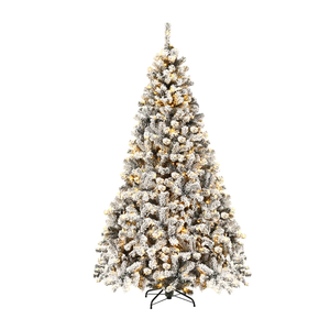 7.5 ft Prelit Premium Snow Flocked Hinged Artificial Christmas Tree with 450 Lights