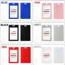 4 x 2 Pack Red Vertical Sliding ID Badge Holder for Teachers & School