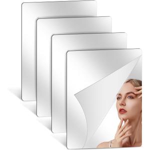 Self Adhesive Unbreakable Acrylic Mirror Full Length Mirror Tiles Flexible Plastic Mirror Sheets 2MM Thick Mirror,Frameless Small Mirror for Home Wall Decor Gym DIY Craft (4, 12"14")