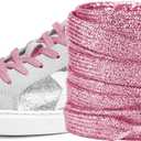 UamGlsob Glitter Metallic Shoe Laces for Golden Goose Sneakers, 8mm Flat Sparkly Bling Shoelaces Replacement Strings for GG (47"/120cm, Pink)
