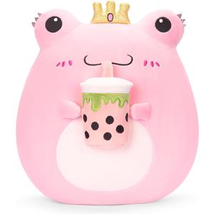 Original 13.5-inch Large Frog Plush Pillow Stuffed Animal Toy,Big Size Cuddle Huggable Cute Soft Toys Fat Kawaii Pillows Plushie,Gift for Kids Girls