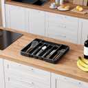 Kitsure Cutlery Drawer Organiser for Kitchen - Adjustable Cutlery Tray for Effortless Utensil Sorting, Versatile Kitchen Storage & Organisation Solution, 12.13" x 1.54" x 8.07"~13.90", Black (Medium)