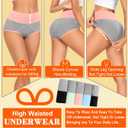 MISSWHO Womens High Waisted Cotton Underwear Full Coverage Soft Double-Layer Waisted band Panties (Gray, Large)