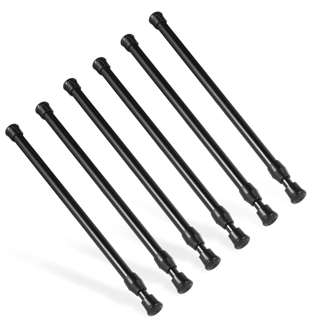 Tension Rod, Goowin Tension Rods for Windows, No Drilling Rustproof Spring Adjustable Tension Curtain Rod for Doors, Windows, Wardrobe Bars, Drying Support Rods (Black, 10-15.7 inch)
