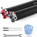VEVOR Garage Door Torsion Springs, Pair of 0.207 x 2 x 24 in, 16000 Cycles, Electrophoresis Black Coated for Replacement, Garage Door Springs with Non-Slip Winding Bars, Gloves and Mounting Wrench
