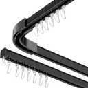 Room divider Ceiling Track set for Curtains with hooks, Corner Connectors(Set of 2) and top brackets Curtain Rail System (9-12 ft Track Set) Black