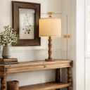 BOBOMOMO 20.5" Rustic Table Lamps Set of 2, Farmhouse Nightstand Lamp with Wood Grain Resin Base & Linen Shade, Small Bedside Lamp for Bedroom, Living Room & Apartment Dcor- Ideal for Small Spaces