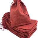 Palmhomee Pack of 25 Burlap Gift Bags with Drawstring Linen Jewelry Pouches Wedding Hessian Jute Bags for Birthday Jewelry and Treat Pouches Party Wedding Favors Gift Art and DIY Craft (6x8 Inch, (Burgundy)