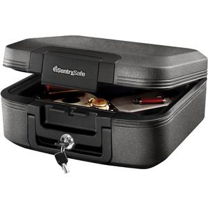SentrySafe Charcoal Gray Fireproof and Waterproof Safe Box with Key Lock, Portable Chest for Money, Passport, 0.28 Cubic Feet, 6.6 x 15.4 x 14.3 Inches, CHW20221