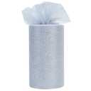 TONIFUL Silver Glitter Tulle Roll 6 Inch x 50 Yard Tulle Ribbon for Tutu Skirt, Wedding Christmas Baby Shower Valentine's Decorations and DIY Crafts