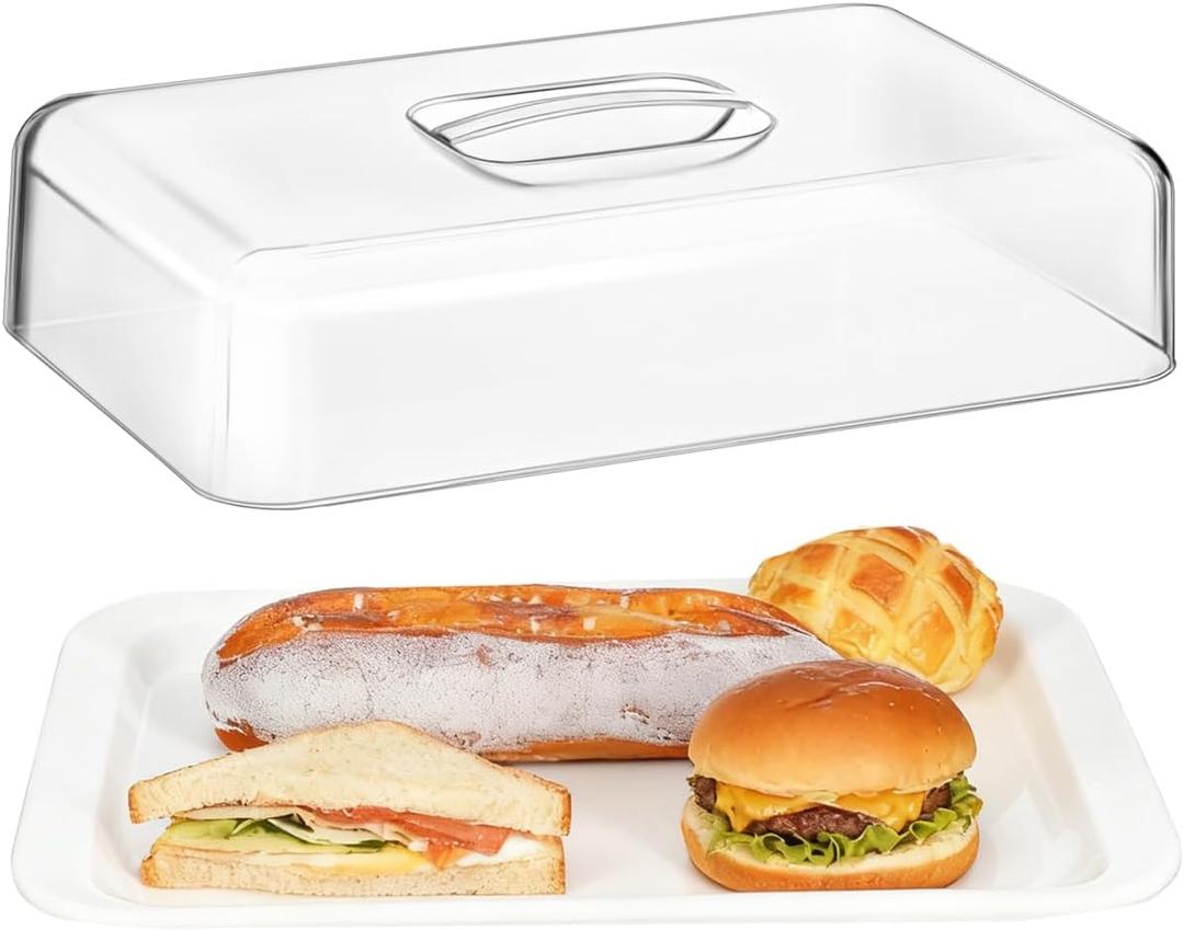 Luxshiny Rectangular Acrylic Cake Stand Cover, 10.82 Inch Transparent Food Dome for Cakes Bread Desserts Snacks Home Kitchen and Restaurant Use