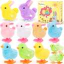 Tagitary Bunny and Jumping Chick Wind Up Toys Easter Plush Rabbit and Chicken Toy for Kids Toddlers Easter Egg Hunt Basket Party Favor Stocking Stuffers Classroom Prizes Christmas Birthday Gift