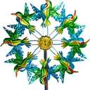Viveta Wind Spinners for Yard and Garden, Hummingbird Wind Spinners with Metal Stake, 57.5" Double Wind Spinner Yard Art Decor for Patio Lawn Garden