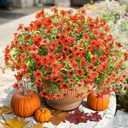 16 Bundles Artificial Mums for Outdoors Garden Home Decoration Fake Mums Decoration UV Resistant Lifelike Faux Silk Daisy for Outside Home Planter Front Porch Patio Thanksgiving Decor Thanksgiving