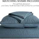 EVERGRACEHOME Cotton Sateen Quilt Set Queen Size, Pre-Washed Cotton Channel Stitch Coverlet Bedspread, 3 Pieces Lightweight Soft Bedding Sets for All Season, with 2 Pillow Shams, Sonoma Blue