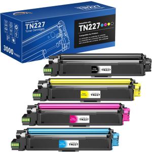 Compatible TN227 TN223 High Yield 4 Pack Replacement for TN 227 TN-227 TN-223 Toner Works with MFC-L3710CW MFC-L3750CDW MFC-L3770CDW HL-L3290CDW HL-L3230CDW HL-L3270CDW Printer