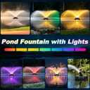 Pond Fountain Aerator, with 2 RGB Lights 1HP 110V 15000 GPH Pond Fountain Pump with Lights, Fully Automatic Lake Floating Fountain, 100 FT Power Cord, Pond Fountains for Small Large Ponds Lake