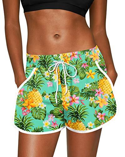 Hawaiian Board Shorts for Women UV Sun Protection Swimming Beach Tropical Beach Pineapple Shorts XXL