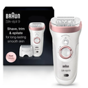 Braun Epilator Silk-épil 9 9-720, Hair Removal Device, Epilator for Women, Wet/Dry, Waterproof, 3-in-1 Epilate, Shave, or Trim, Salon-Like Smooth Skin, Womens Shaver & Trimmer, Cordless, Rechargeable