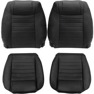 NLQR Black Perforated Front Driver and Passenger Side Bottom & Top Lean Back Replacement Microfiber Leather Seat Covers #GW or KW Compatible with Ford Mustang 2005 2006 2007 2008 2009