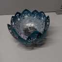 Solar Lights Outdoor Decorative - Bright Blue Lotus Flower Table Lamp, Glass Globe 30 LED Waterproof Metal Decorations Gifts for Mom Women Garden Patio Pathway Yard Balcony Outside Decor