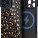 Case for iPhone 16 Pro [Compatible with MagSafe] Built in Magnetic Cute Girly Sleek Boho Aesthetic Style Design for Women Girls Brown Animal Leopard Print Soft TPU Protective Shockproof Mate Black