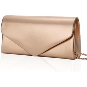 Larcenciel Envelope Clutch Purse for Women, Vegan Leather Evening Bag with Chain Strap, Wedding Cocktail Party Formal Handbag