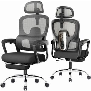 Ergonomic Office Chair with Footrest, 90-145° Reclining Mesh Desk Chair, 550S