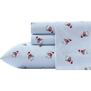 Nautica - Twin Sheet Set, Brushed Flannel Bedding Set, Soft & Cozy Home Decor, Oeko-Tex Certified (Penguin Toss Blue, Twin)