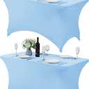 2Pack Spandex Table Cover for 4FT or 6ft or 8ft Table Universal Fitted Stretch Tablecloth for Party, Banquet, Wedding and Events-Blue Mist