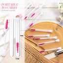 80 Pieces Disposable Mascara Brushes Tubes Set, 40 Pieces Empty Mascara Wand Tube with 40 Pieces Eyelash Brush Makeup Tool for Eyelash Extension(Pink Gold Sequins Style)