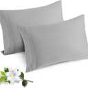 Horbaunal 2 Pack Microfiber Pillowcases Queen Size Light Grey Bed Pillow Cases with Envelope Closure, 1800 Thread Count Soft & Shrinkage Resistant Pillow Covers, 20 x 30 Inches