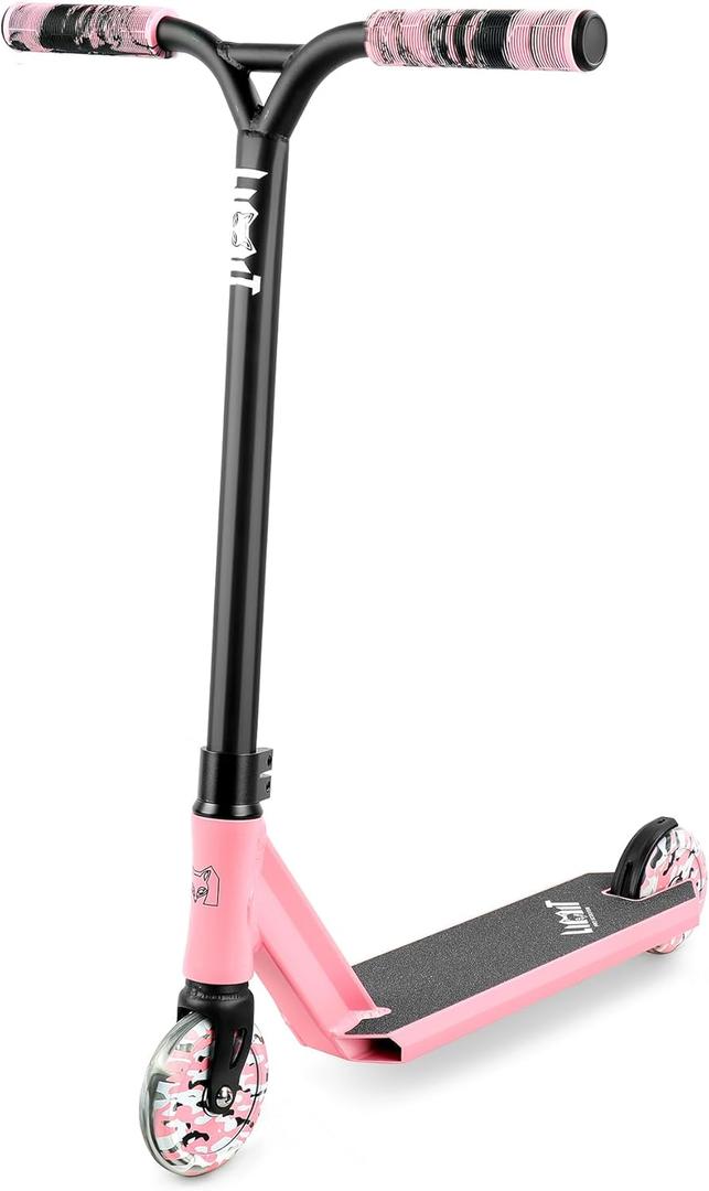 Limit LMT68 Mini Pro Stunt Kick Scooter  Short and Small Freestyle Trick Scooters for Kids Ages 5 Years and Up-Professional Complete BMX Scooter Perfect for Beginners Children Boys and Girls Gifts (Pink)
