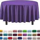8-Pack Premium Plastic Tablecloth 84in. Round Table Cover - Purple