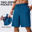 MAGCOMSEN Men's Swim Trunks with Compression Liner 9" Quick Dry Beach Shorts with Zipper Pockets (32, Peacock Blue)