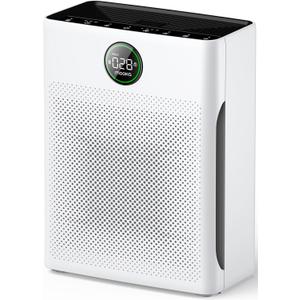 Air Purifiers for Home Large Room up to 2200sq.ft, MOOKA Air purifier for Home Pets with Washable Filter, PM 2.5 Display Air Quality Sensor Air Cleaner for Bedroom, Dorm room, Pets, Office PR1 (White)