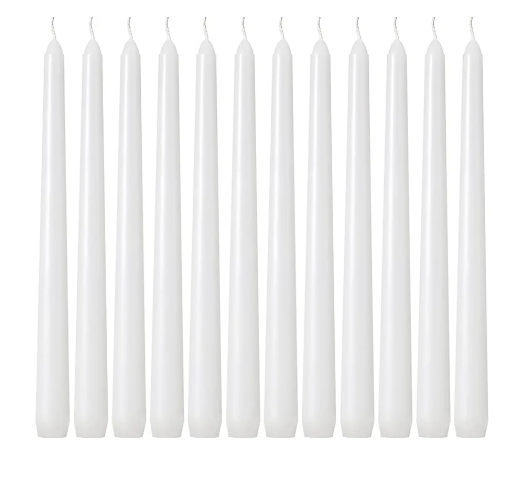 12 Pack White Taper Candles - Taper Candles 10 Inch Dripless, Smokeless & Unscented - 8 Hours Long Burning - Tall Candlesticks - Ideal for Weddings, Dinner Parties, Home Decor, Birthday Party