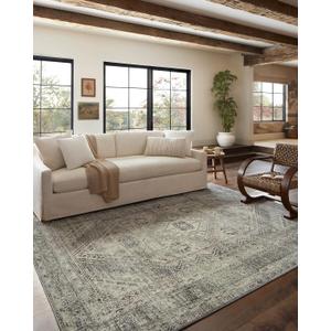 Loloi Magnolia Home by Joanna Gaines Sinclair Collection SIN-04 Natural/Sage 8'-6" x 11'-6", .25" Pile Height, Machine Washable, Area Rug