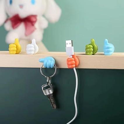 Cable Clips Hand Shaped USB Cord Holders for Hanging (6 Pack) - Silicone Wire Holders for Cables - Self Adhesive for Home, Office, Car  3 Sets