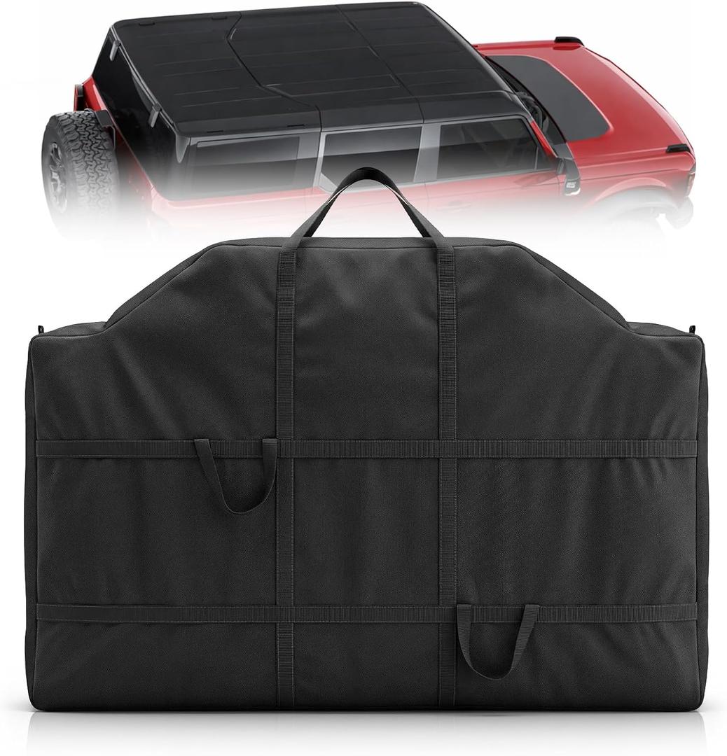 Middle Roof Panel Hard Top Storage Bag Compatible with Ford Bronco 4-Door 2021 2022 2023 2024 2025 - Up, Hard Top Storage Bag, Black