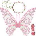 U-Goforst Fairy Wings Adult Women, Fairy Costume for Woman Butterfly Wings for Girls Adult Halloween Costume Cosplay Dress Up