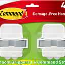 Command Broom Grippers, 2 Hangers and 4 Strips, Damage-Free Mop and Broom Holder Wall Mount, Household Cleaning Tool Organizer for Kitchen, Laundry Room, Closet, Holds up to 4 lb (White)
