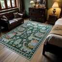 8x10ft Machine Washable Area Rug, 120 * 96" Large Ultra Soft Rugs with Non-Slip Backing & Durable Edge Binding, Vintage Fluffy Indoor Low-Pile Carpet for Living Room, Bedroom, Dinning, Kitchen