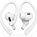 [2 Pairs] DamonLight Ear Hooks for AirPods Pro 2 & 1, AirPods 4 & 3 & 2 & 1, Airpod Ear Hook, Anti-Slip Comfortable Fit, Ergonomic Design, AirPods Accessories (Medium, White)